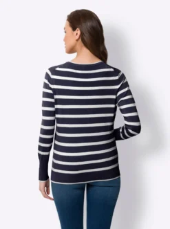 Feinstrickjacke mit Viskose, gestreift