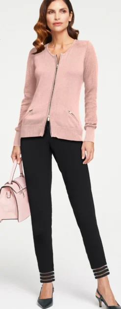 Feinstrickjacke mit 2-Wege-Reißverschluss