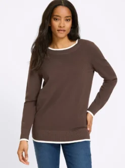 Feinstrickpullover mit Kontrastblende