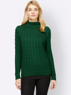 Feinstrickpullover mit Zopfmuster
