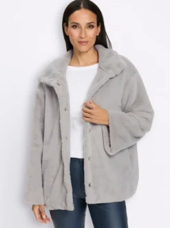Fellimitatjacke mit Stehkragen