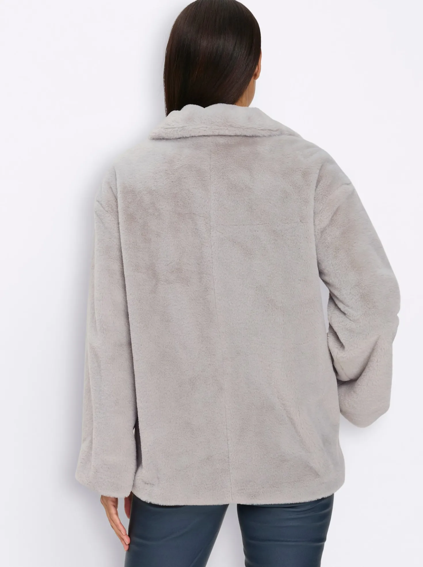 Fellimitatjacke mit Stehkragen