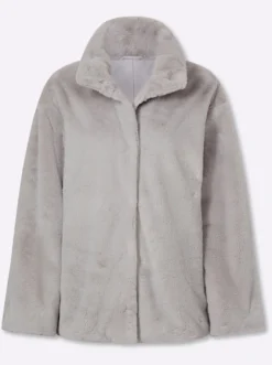 Fellimitatjacke mit Stehkragen