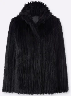 Fellimitatjacke mit verdecken Druckkknöpfen