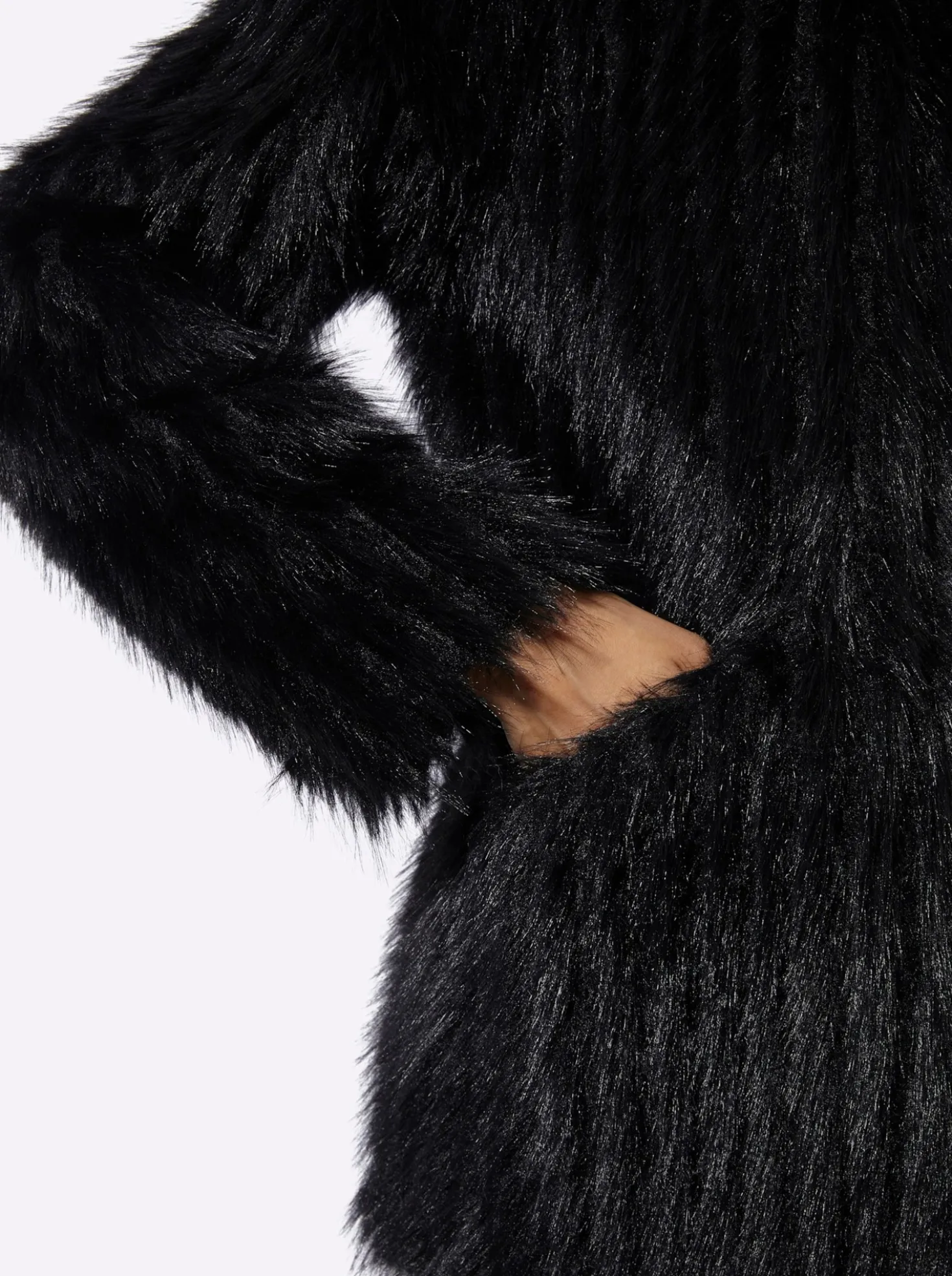 Fellimitatjacke mit verdecken Druckkknöpfen