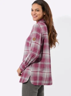 Flanellbluse mit Seitenschlitzen