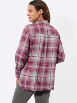 Flanellbluse mit Seitenschlitzen