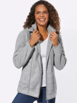 Fleecejacke mit abnehmbarer Kapuze