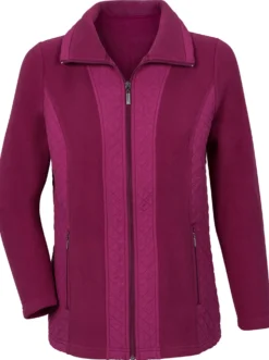 Fleecejacke mit gesteppten Web-Einsätzen