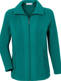 Fleecejacke mit gesteppten Web-Einsätzen