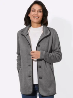 Fleecejacke mit hohen Seitenschlitzen