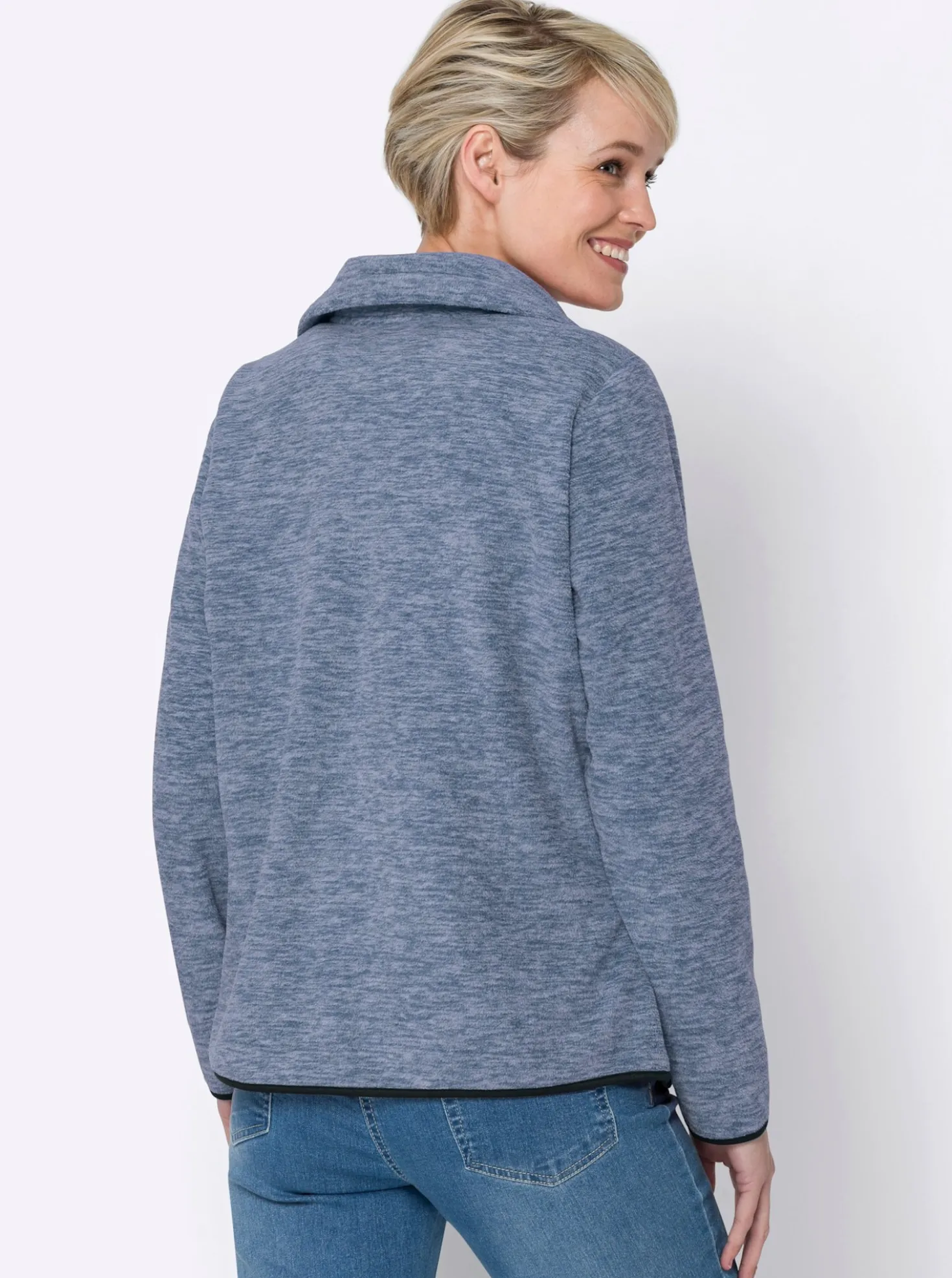 Fleecejacke mit Stehkragen, weiteregulierbar