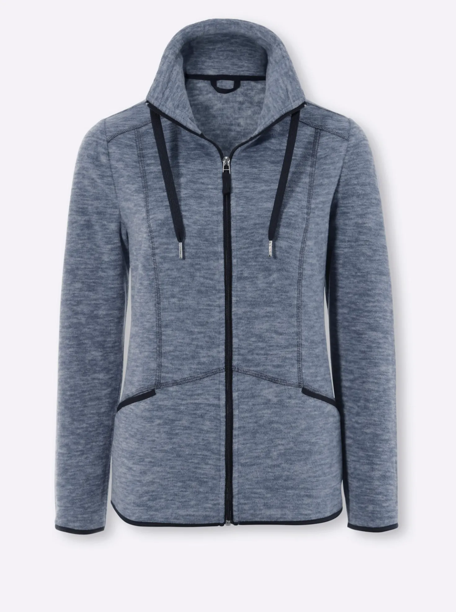 Fleecejacke mit Stehkragen, weiteregulierbar