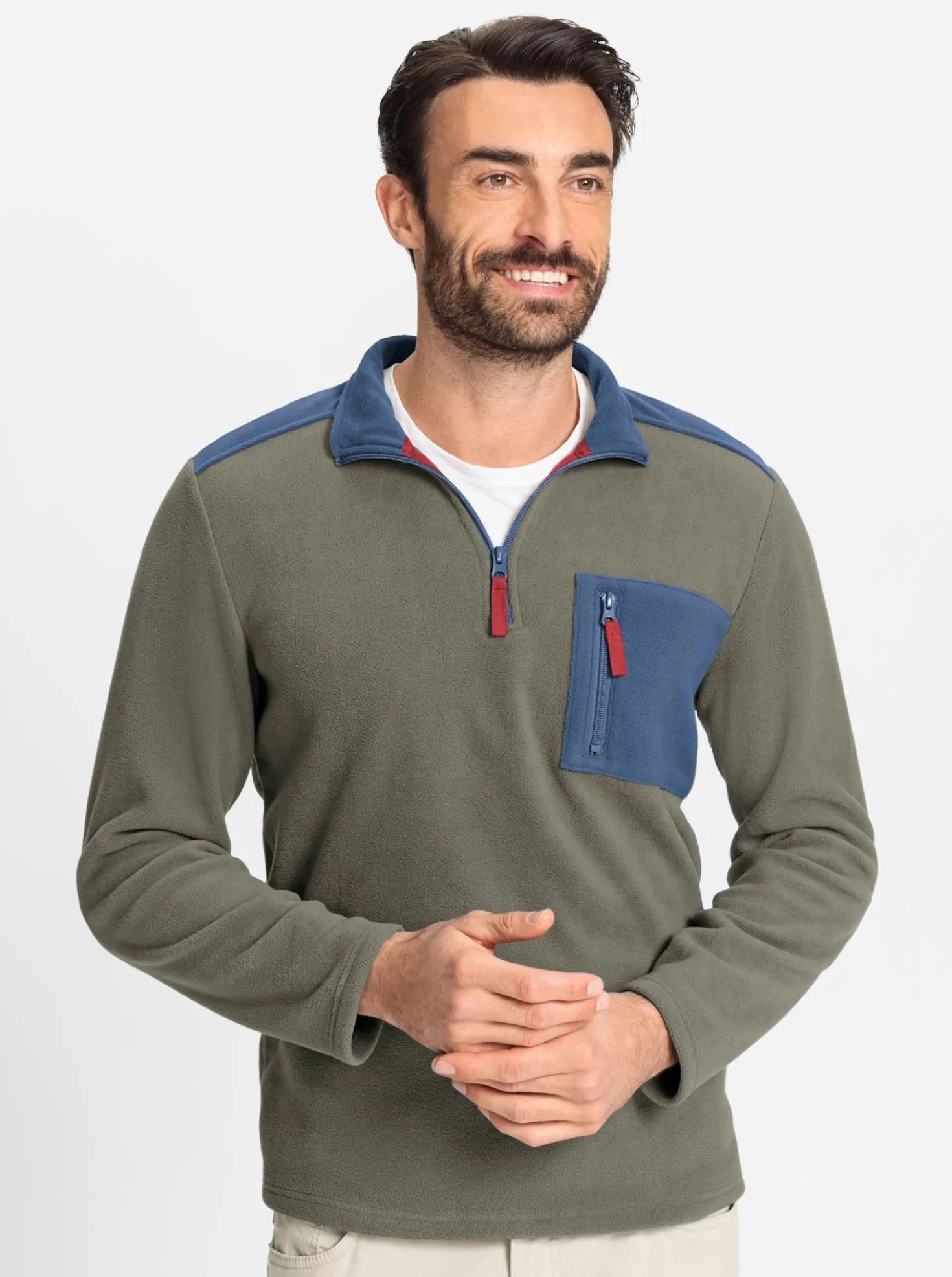 Fleeceshirt mit Reißverschluss-Brusttasche