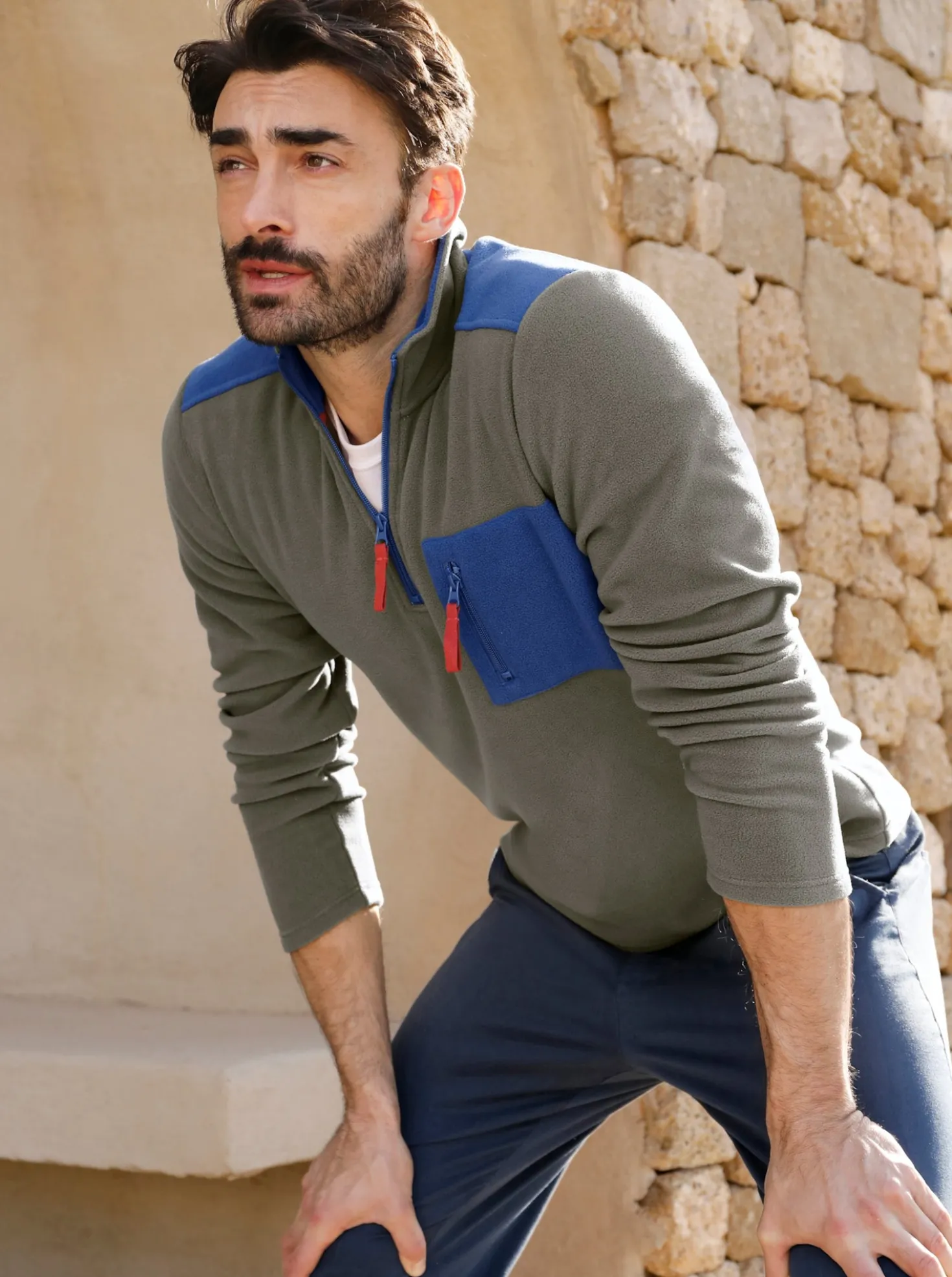 Fleeceshirt mit Reißverschluss-Brusttasche