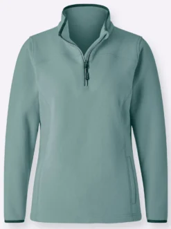 Fleeceshirt mit Stehkragen und Reißverschluss