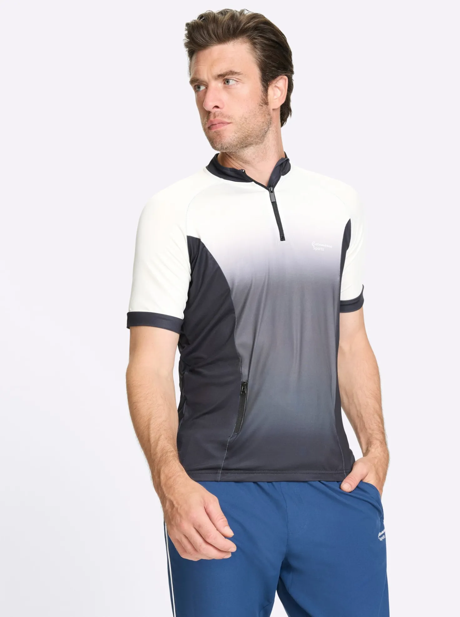 Funktionsshirt mit Reißverschluss-Taschen hinten