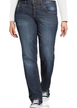 Gerade Jeans mit Used-Effekten