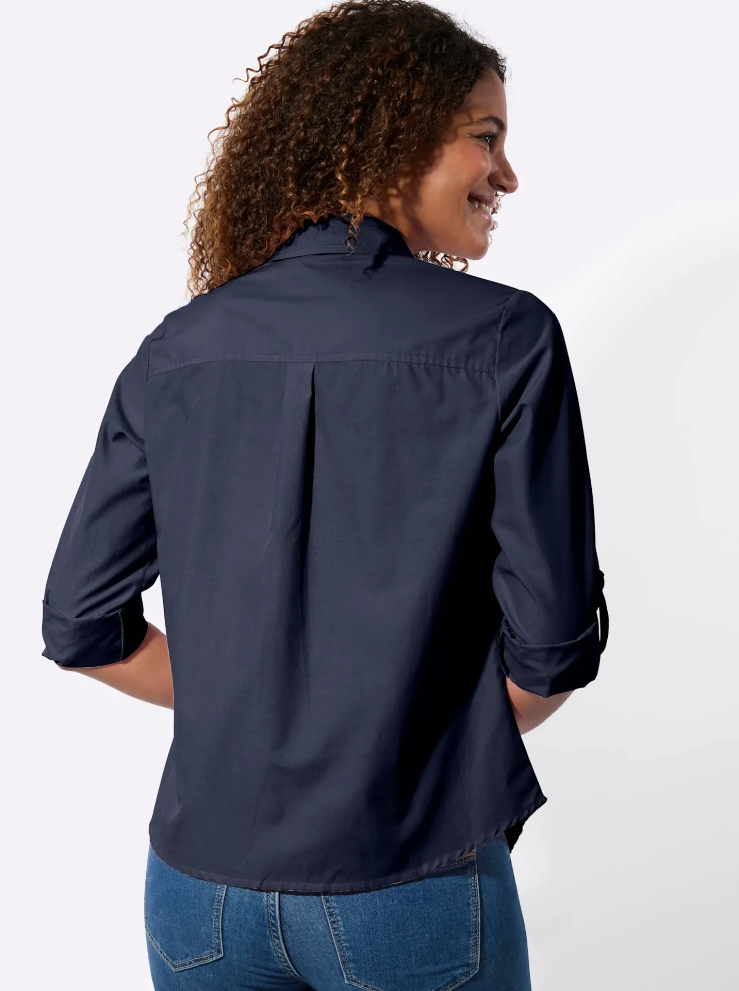 Hemdbluse mit krempelbaren Ärmeln