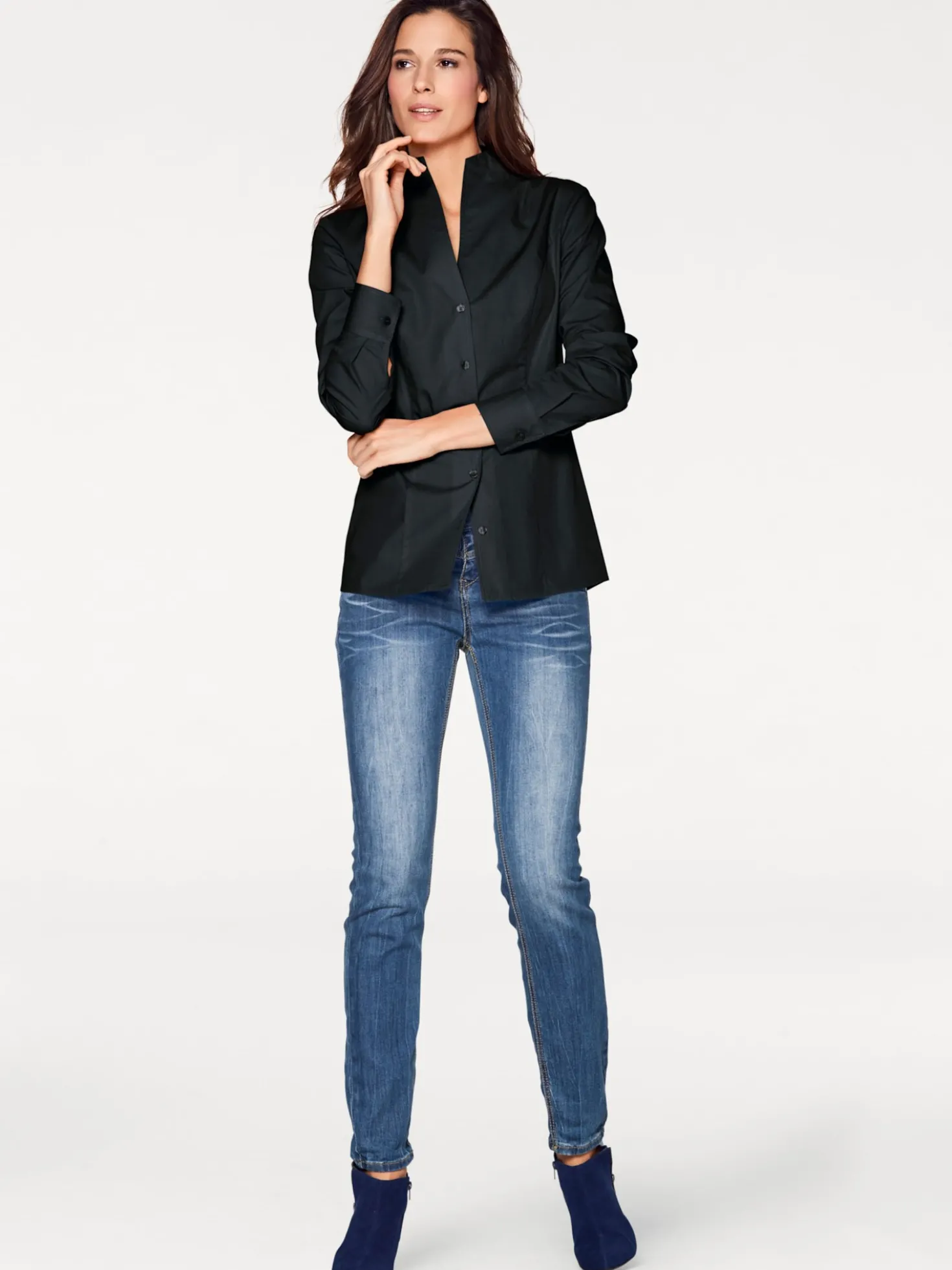 Hemdbluse mit Stehkragen