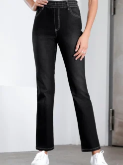 High-waist-Jeans mit hohem Rundum-Dehnbund