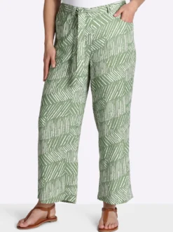 7/8-Hose mit Alloverprint und Bindegürtel