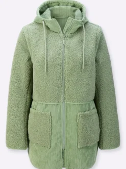 2-in-1-Jacke aus Teddyfleece und Cord