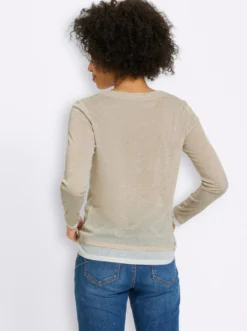 2-in-1-Langarmshirt mit kontrastfarbenen Abschlüssen