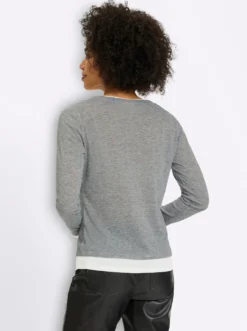 2-in-1-Langarmshirt mit kontrastfarbenen Abschlüssen