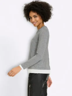 2-in-1-Langarmshirt mit kontrastfarbenen Abschlüssen