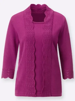 2-in-1-Pullover mit Ajour-Muster