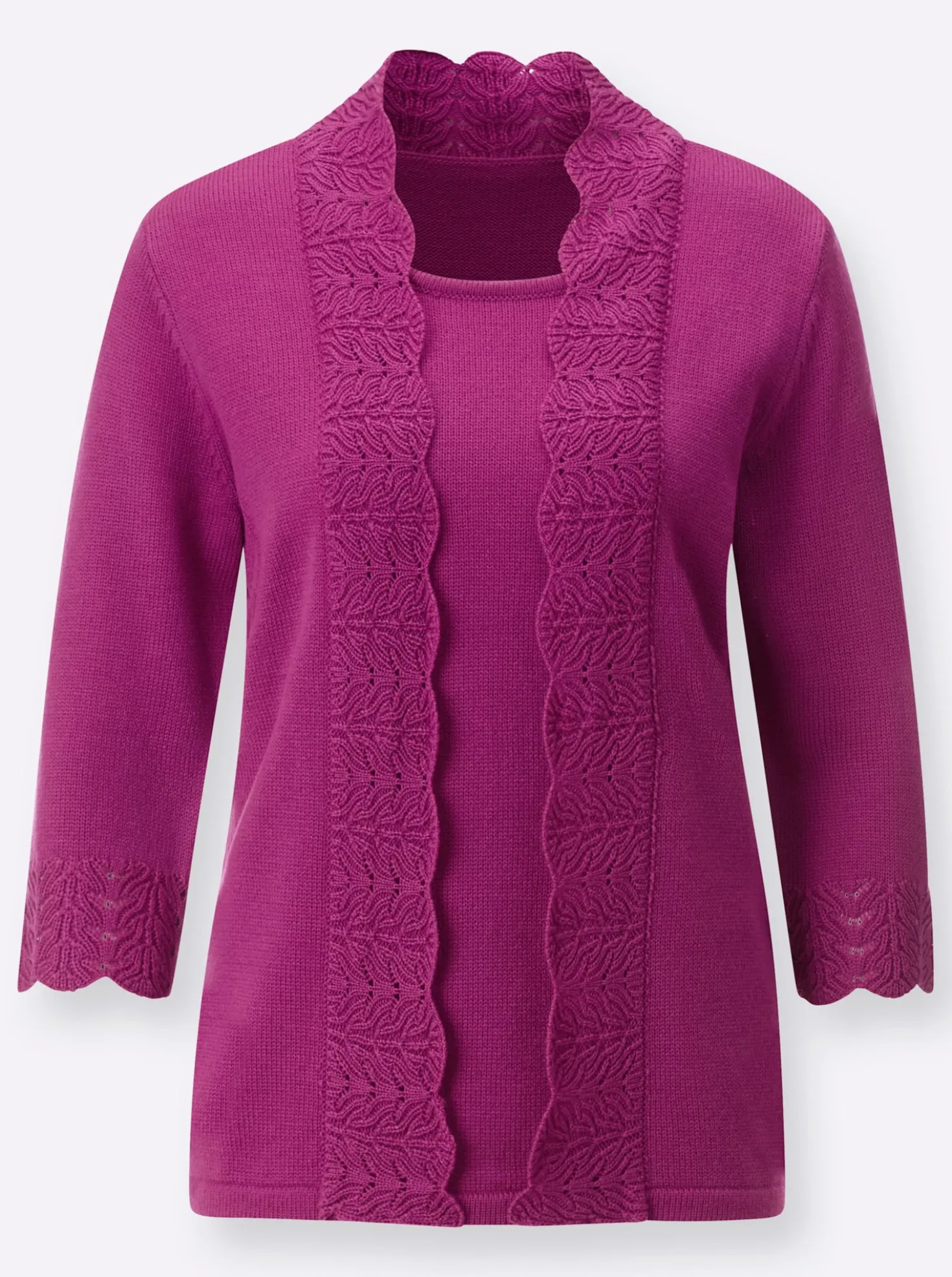 2-in-1-Pullover mit Ajour-Muster