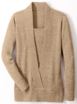 2-in-1-Pullover mit Schalkragen-Optik