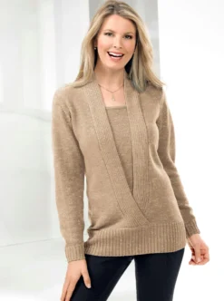 2-in-1-Pullover mit Schalkragen-Optik