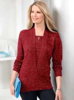 2-in-1-Pullover mit Schalkragen-Optik