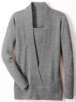 2-in-1-Pullover mit Schalkragen-Optik