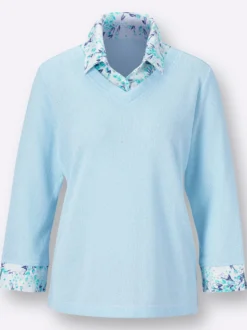 2-in-1-Shirt aus Bouclé, mit Blusenstoff