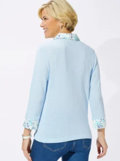 2-in-1-Shirt aus Bouclé, mit Blusenstoff
