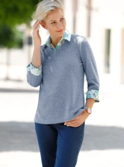 2-in-1-Shirt aus Bouclé, mit Blusenstoff