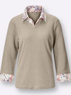 2-in-1-Shirt aus Bouclé, mit Blusenstoff