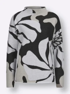 Jacquard-Pullover mit Glitzergarn, floral