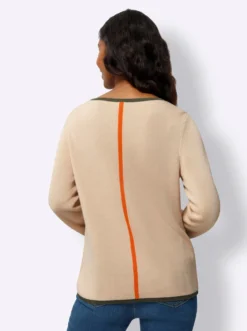 Jacquard-Pullover mit Kontraststreifen