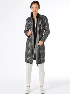 Jacquardstrickjacke in 2-in-1-Style