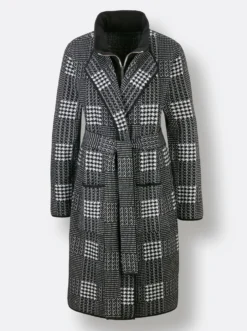 Jacquardstrickjacke in 2-in-1-Style