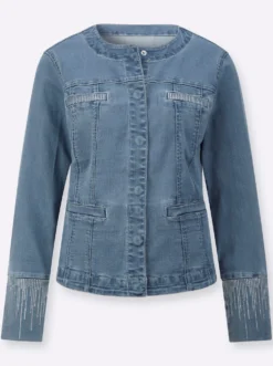 Jeansblazer mit verdeckten Druckknöpfen
