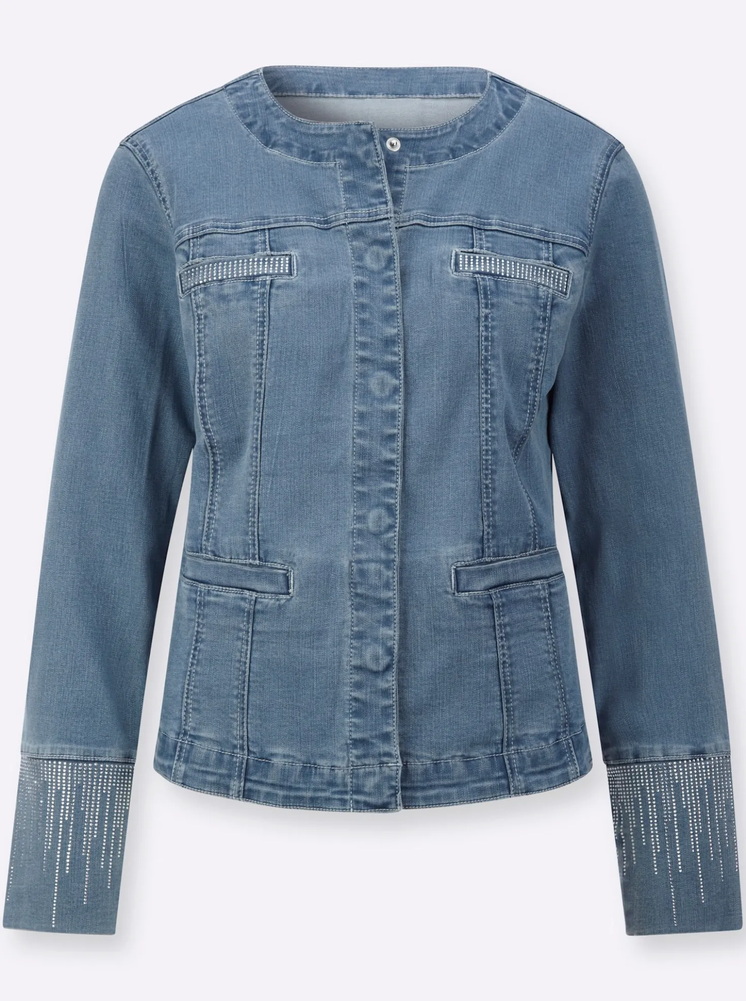 Jeansblazer mit verdeckten Druckknöpfen