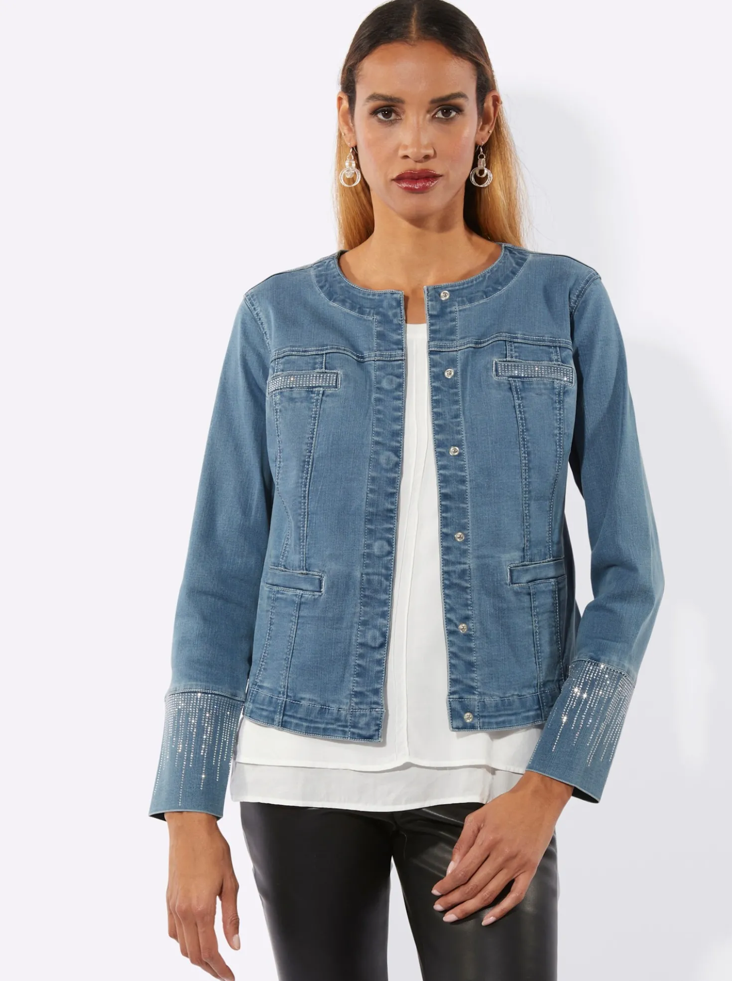Jeansblazer mit verdeckten Druckknöpfen