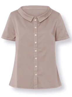 Jeansbluse mit Bubikragen