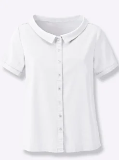 Jeansbluse mit Bubikragen