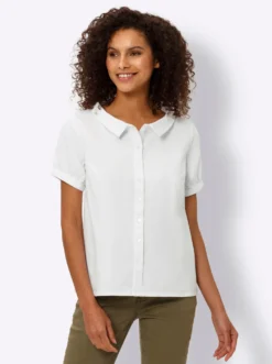Jeansbluse mit Bubikragen